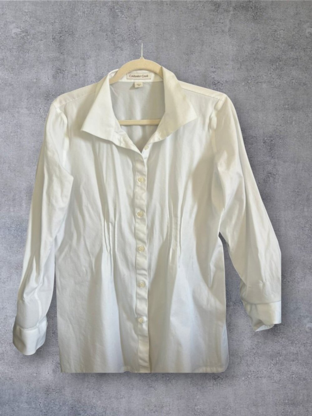 Coldwater Creek Crisp Button Down Shirt – Pleated Waist Detail